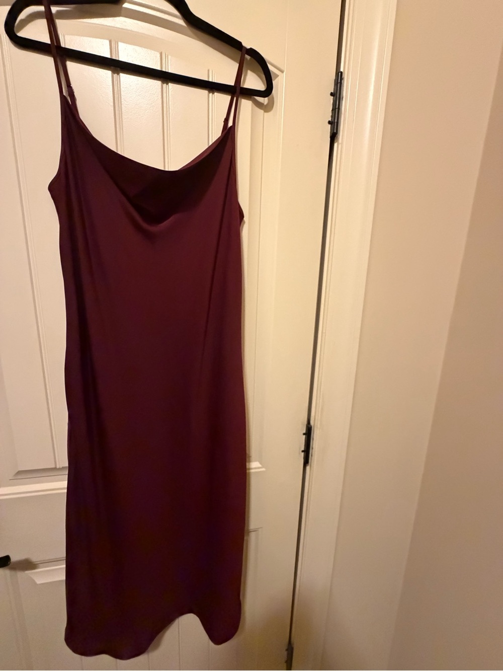 Banana Republic Burgundy Satin Cowl Midi Slip Dress
